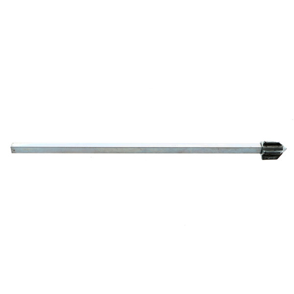 A metal rod with a black handle.