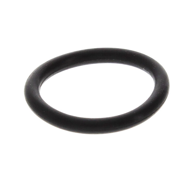 A black rubber Cornelius O-ring on a white background.