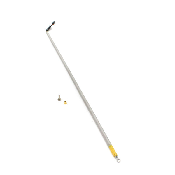 A long metal rod with a yellow handle and screws.