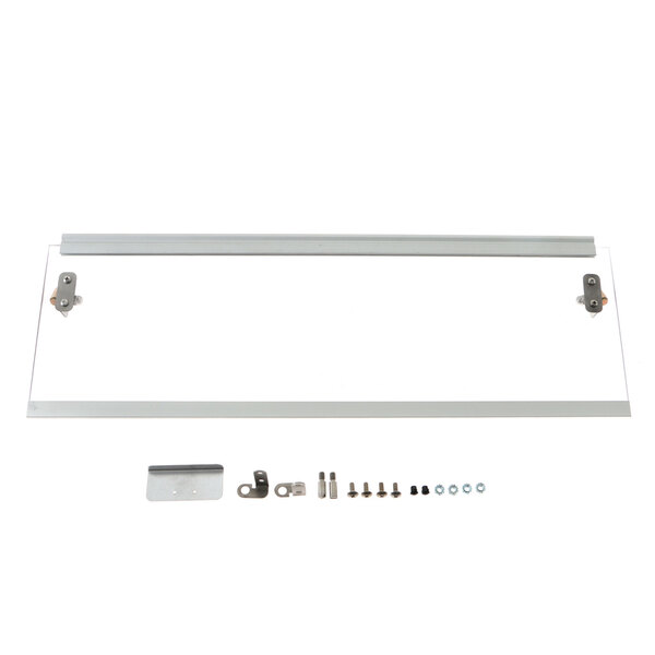 A white rectangular Hatco door frame with metal parts.