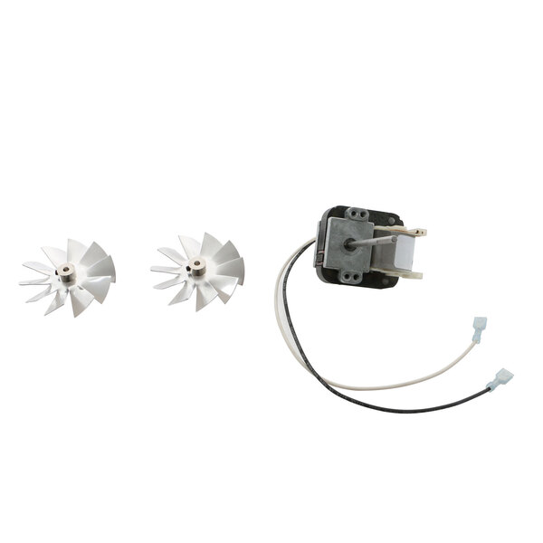 A white Hatco blower with small fan blades and two wires.
