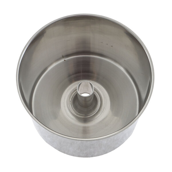 A stainless steel Berkel bowl with a hole in the center.