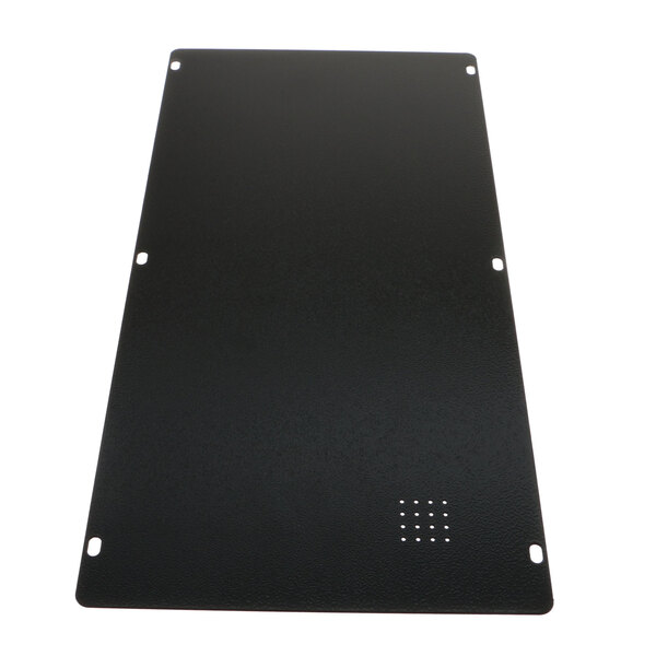A black metal Hatco bottom cover panel with rectangular holes.