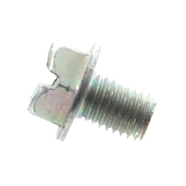 A close-up of a Hatco screw with a nut on it.