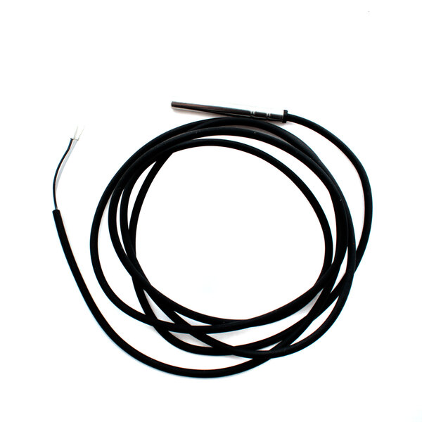 A black wire and a white wire connected to a black cable.