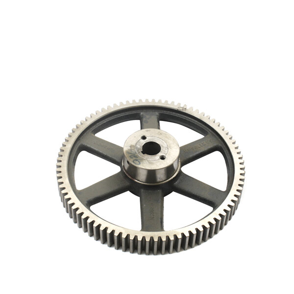 A close-up of a Groen gear wheel on a white background.