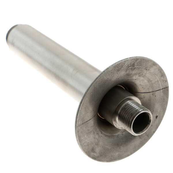 A Groen stainless steel pedestal cylinder with a nut on the end.