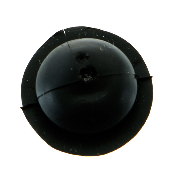 A black round PVC grommet with a hole in it.