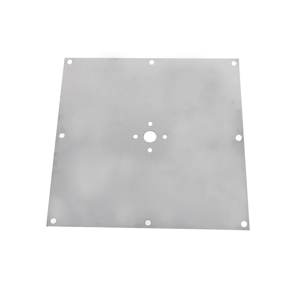 A white metal plate with holes.