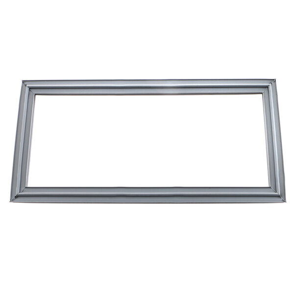 A rectangular silver frame with white gasket material inside.