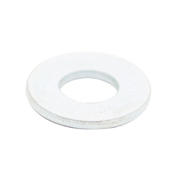 A white round washer with a hole in the middle.