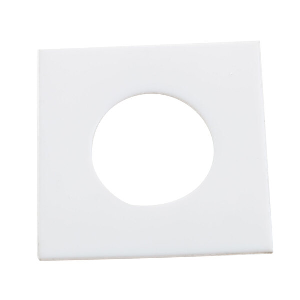 A white square with a circle in the middle.