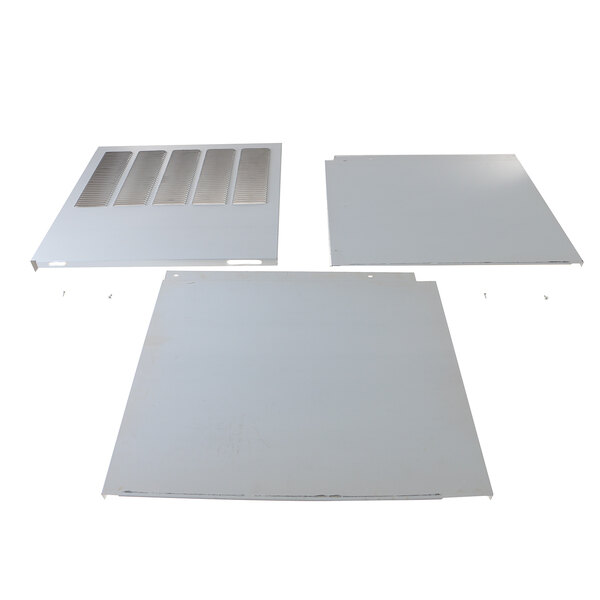 A white metal rectangular panel with metal vents.