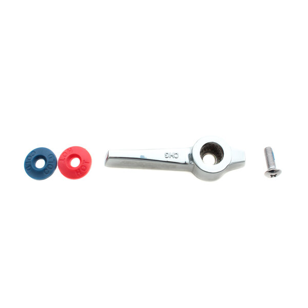 A blue and red rubber washer set with a screw.