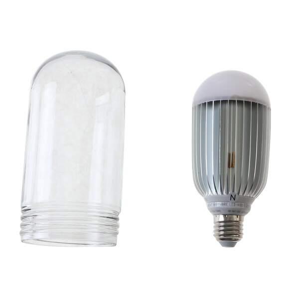 Two close-up Flame Gard LED-400001N light bulbs.