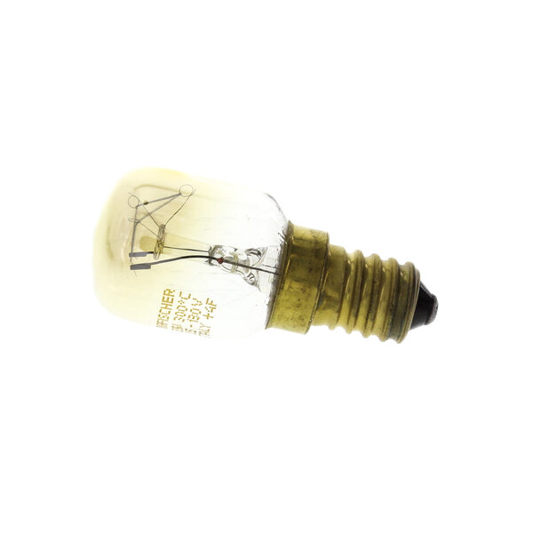 An Alto-Shaam LP-34205 light bulb with a yellow base.