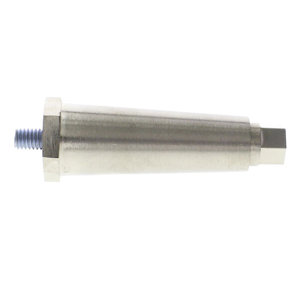 A Vulcan stainless steel leg adjuster with a bolt on the end.