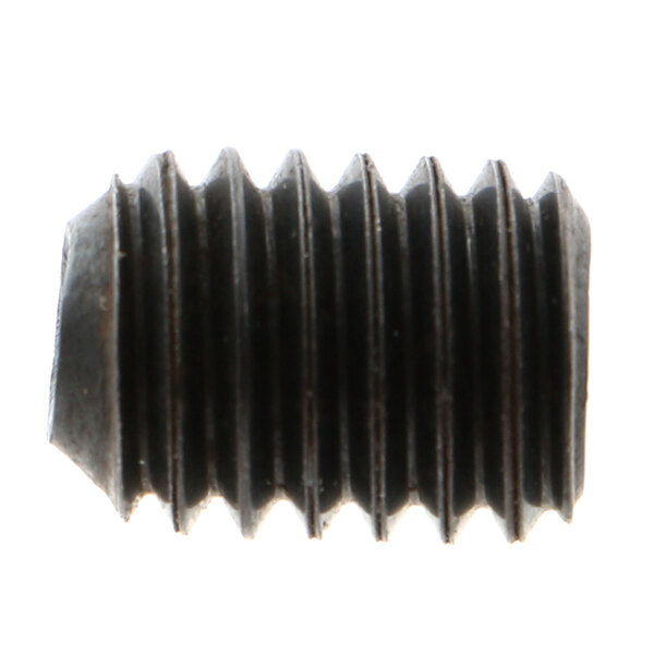 A close-up of a Vulcan set screw with a black head
