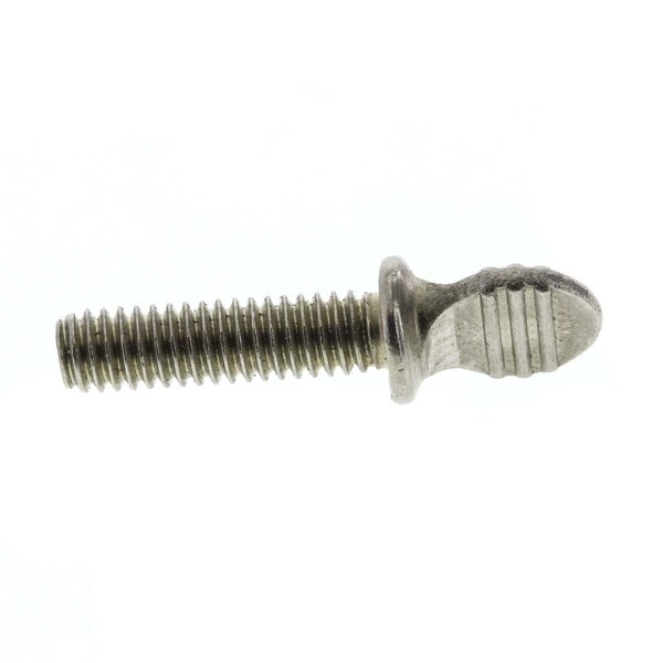 A close-up of a Perlick screw with a metal head.