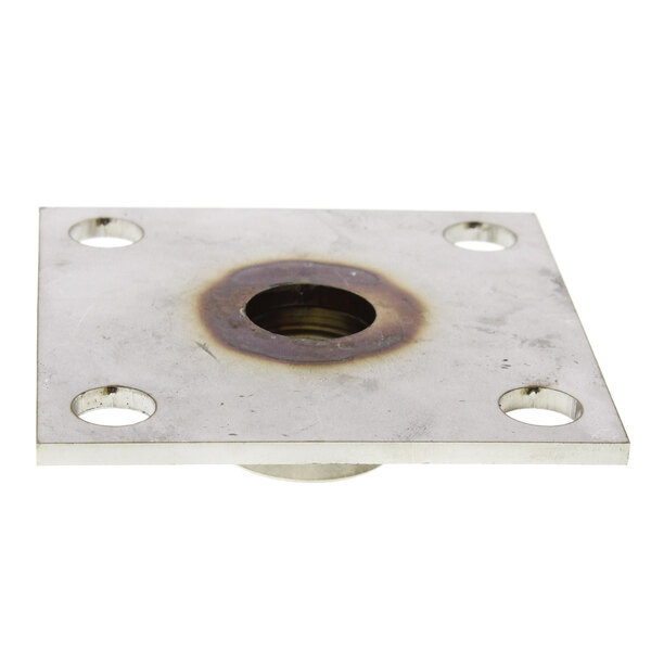 A metal plate with holes and a hole.