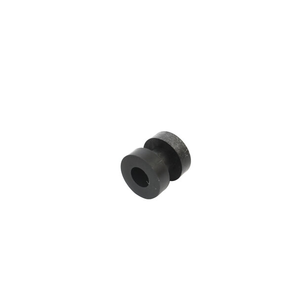 A black rubber stopper with a hole.