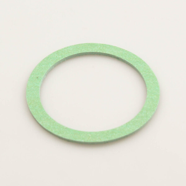 A green circle on a white surface.