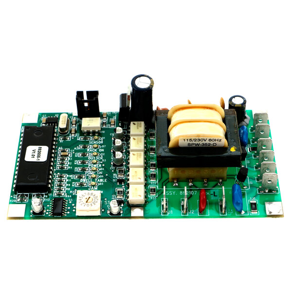A green Hobart Timer Board with electronic components.
