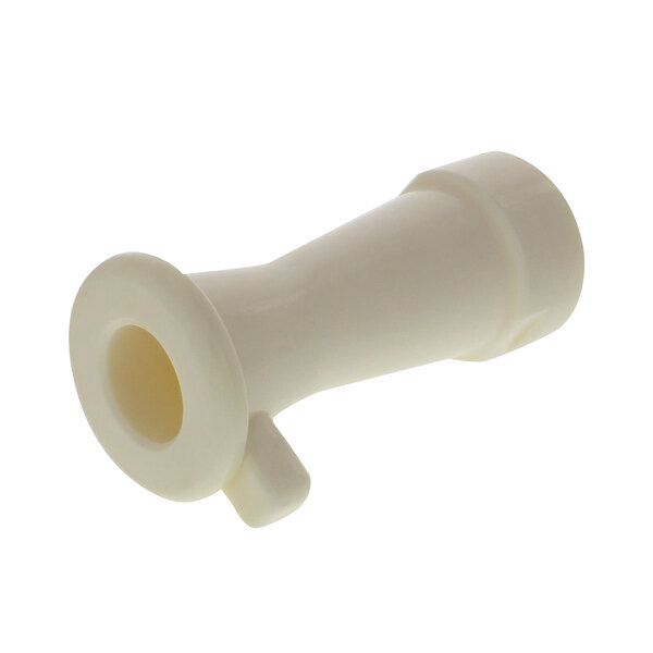 A white plastic tube with a hole.
