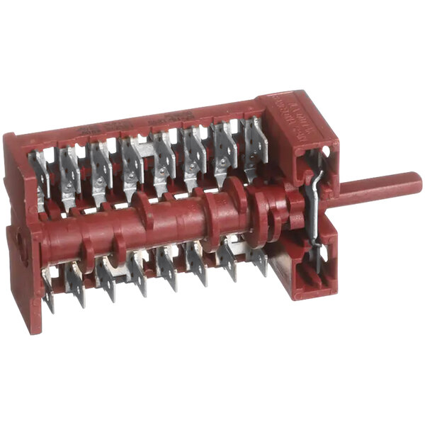 A red Fagor Commercial function switch with metal blades.