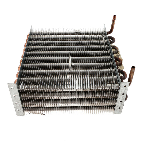 A metal Victory condensing coil with copper pipes.