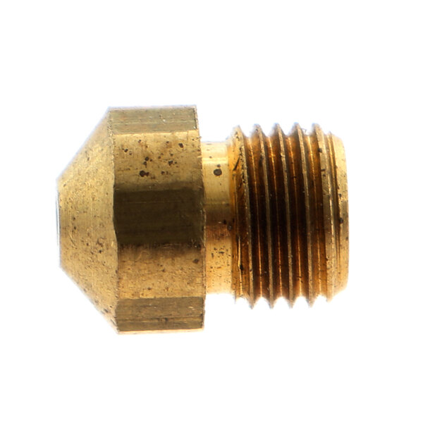 A close-up of a brass threaded Vulcan orifice.
