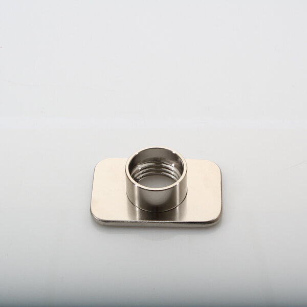 A stainless steel BKI Spinner square with a nut.