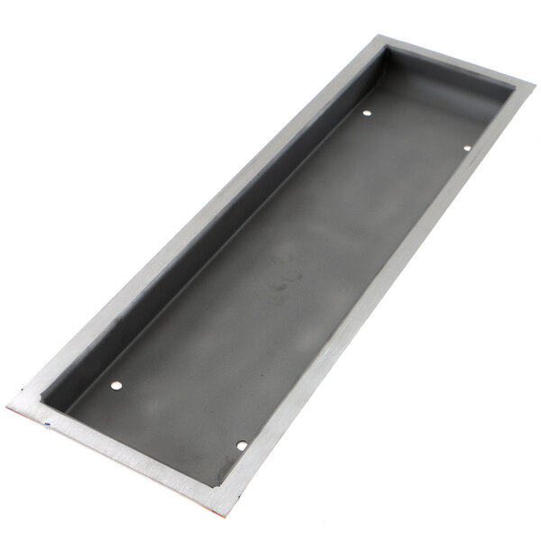 A Lang switch panel cabinet base, a rectangular metal tray with holes in it.