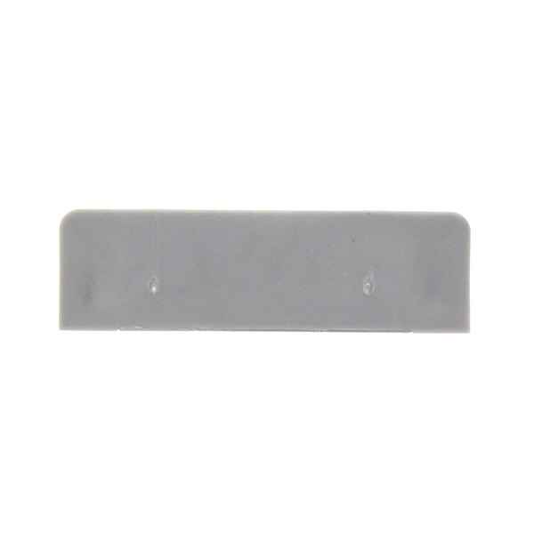 A grey rectangular Electrolux magnet.