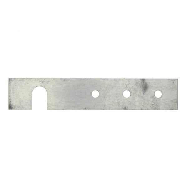 A metal shim with holes in it.