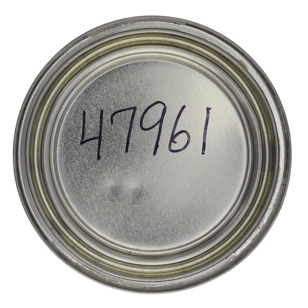 A circular silver metal container with black numbers reading "4891" on it.