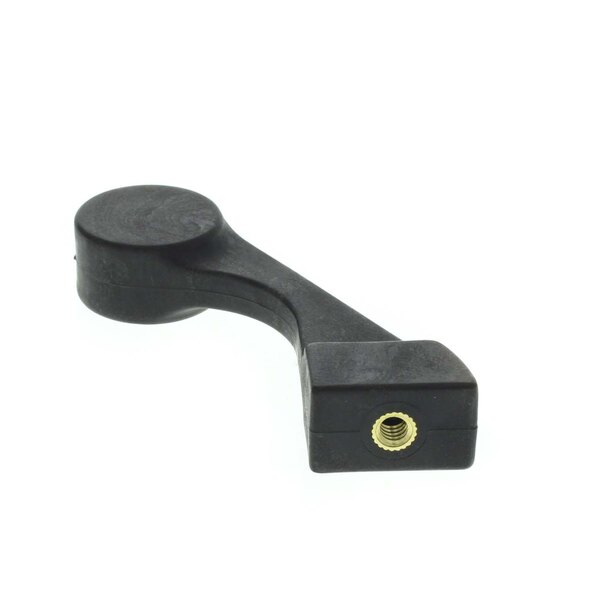 A black plastic handle with a screw.