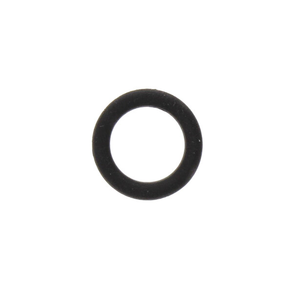 A black rubber Vulcan O-ring on a white background.
