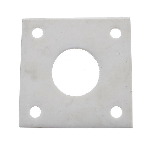 A white square Baxter Teflon plate with holes.