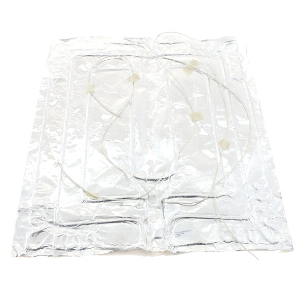 A plastic bag with a silver foil Hatco Middle Blanket Element inside.