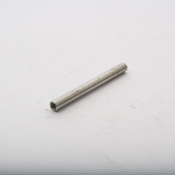 A stainless steel metal rod on a white surface.