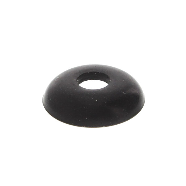A black rubber Edlund washer with a hole in the center.