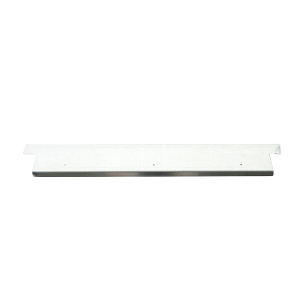 A white metal threshold with a black handle.