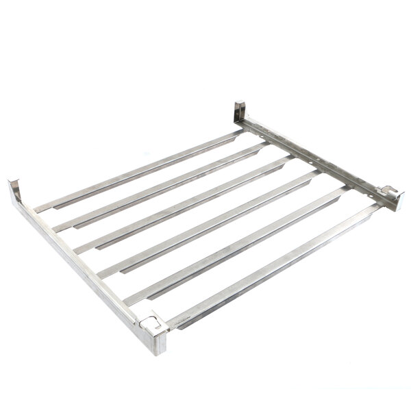 A stainless steel Alto-Shaam rack with four metal bars.