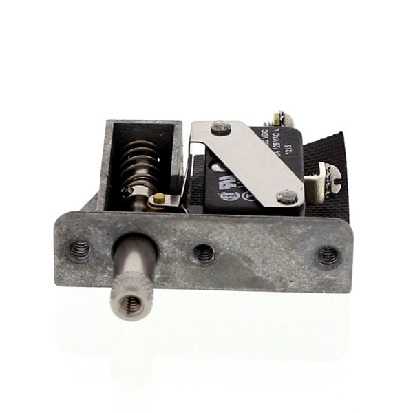 A micro door switch with a small metal spring.