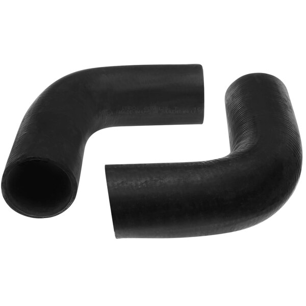 A black rubber elbow for a pipe with a hole.