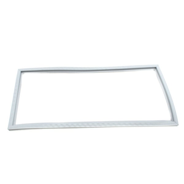 A white rectangular gasket with a small hole in it.