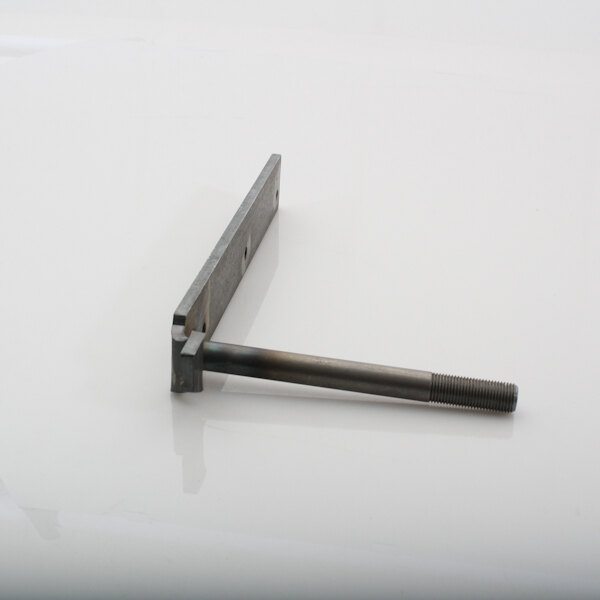 The left door arm assembly for a Bakers Pride countertop pizza oven, a metal rod with a metal bar and screws.