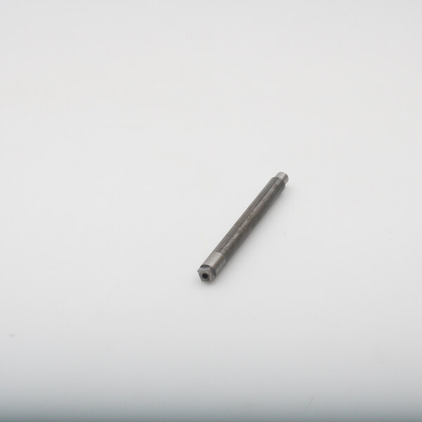A metal rod on a white surface.