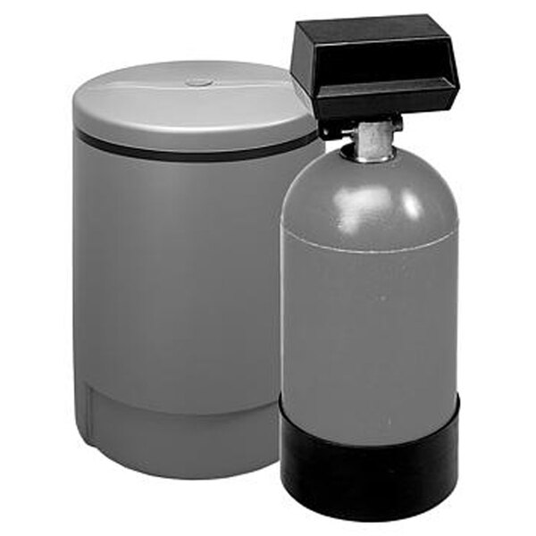 A grey cylinder with a black lid.